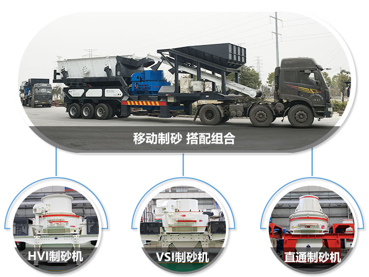 移動(dòng)破碎站可搭配的制砂機(jī)，HVI制砂機(jī)，VSI制砂機(jī)，直通沖擊式制砂機(jī)