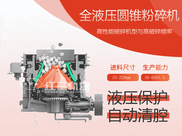 全液壓圓錐粉碎機，產(chǎn)量36-650t/h